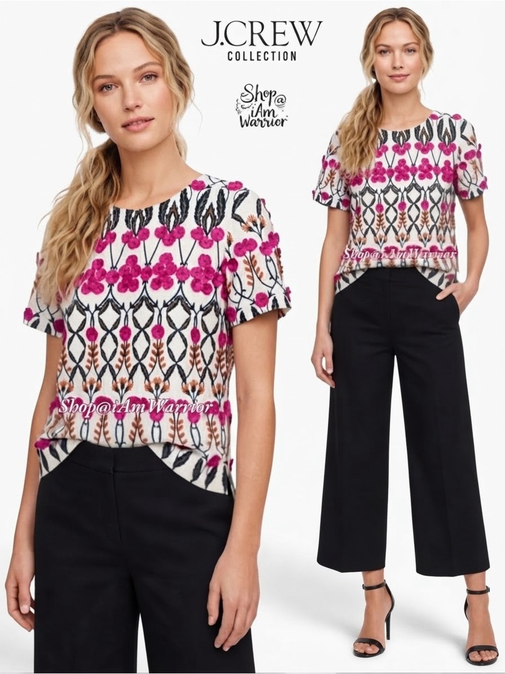 J.Crew Collection 3D embroidered floral trellis top *shop@iamwarrior